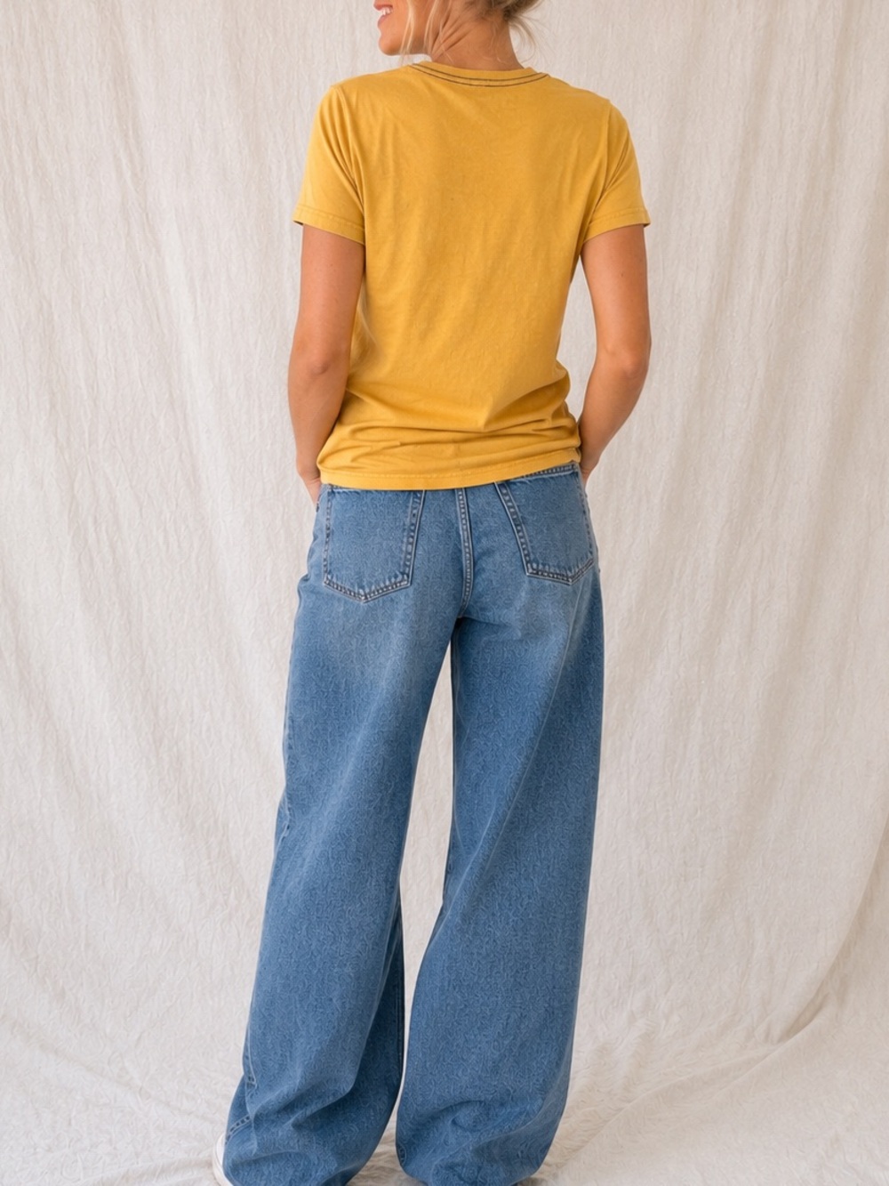 Vintage Y2K Lucky Brand Graphic Tee Mustard Yellow Grunge M - Picture 2 of 5